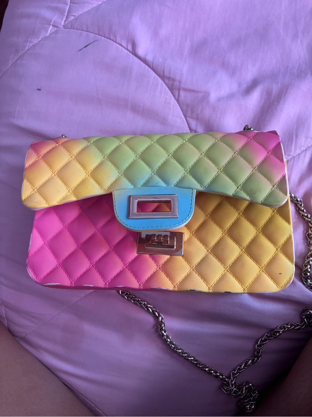 Quilted Rainbow Gradient Crossbody Bag - Multicolor